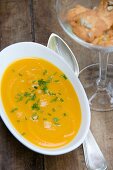 Cold carrot soup with chives