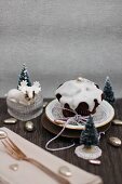 Chocolate muffin with icing for Christmas