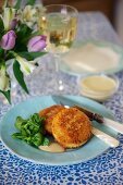 Crab cakes with a sweet mustard sauce