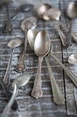 An assortment of silver spoons