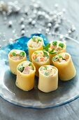 Cannelloni filled with vegetables and ham