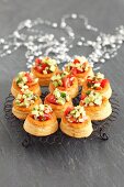 Vol au vents with avocado and tomatoes