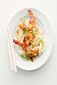Curry prawns with rice noodles