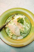 Chicken breast with rice and herb butter