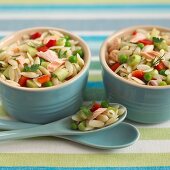 Orzo pasta with salmon and vegetables