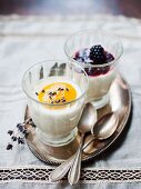 Panna cotta with two fruit sauces