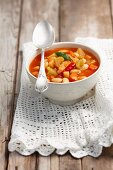 Vegetable soup with beans and chillies