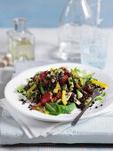 Vegetable salad with beluga lentils