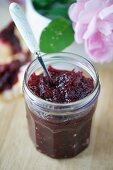 Beetroot chutney in a preserving jar