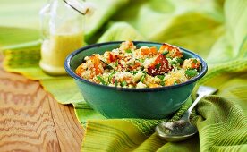 Couscous salad with roasted pumpkin, chives and parsley