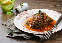 Savoy cabbage parcel filled with minced meat