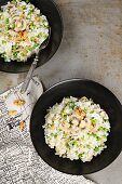 Vegetable rice with mushrooms and walnuts