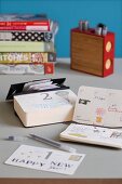 Tear-off calendar and pocket calendar with handwritten notes