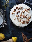 Carrot cake with lemon and nuts