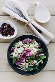 A mixed leaf salad with radicchio and Parmesan