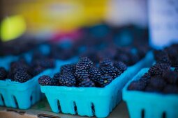 Blackberries in blue punnets