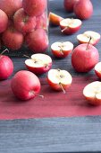 Red Apples, whole and cut in half