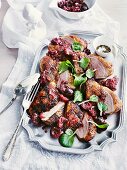 Roast duck breast with cherry sauce