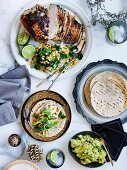 Grilled turkey breast with tortilla flatbread and jicama salad