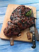 Marinated and grilled leg of lamb