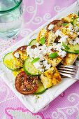 Mediterranean salad with grilled tofu