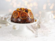 Christmas pudding and custard