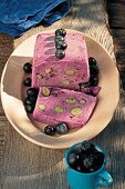 Ice cream cake with blueberries