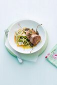 Veal fillet medallions with tagliatelle