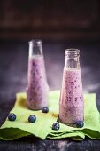 Blueberry smoothies in bottles