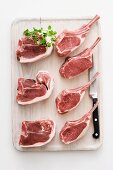 Fresh lamb chops and steaks