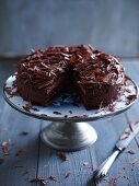 Dark chocolate cream cake with grated chocolate