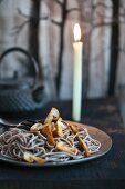 Buckwheat noodles with a mushroom sauce