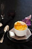 Three cheese souffle in a cup