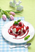 Panna cotta with raspberries for Easter