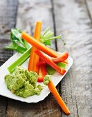 Vegetable sticks with guacamole