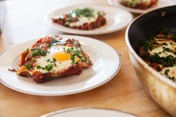 Shakshouka (a fried North African dish with eggs)