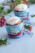 Vanillemuffins mit Zuckerguss (weihnachtlich)