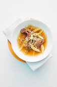 Glass noodle soup with duck and baby corn cobs (Asia)