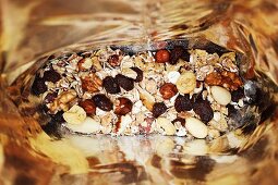 Nut muesli in a bag (seen from above)