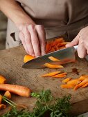 Carrots being prepared