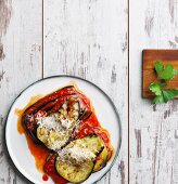Aubergine lasagna with tomatoes and Parmesan (low carb)