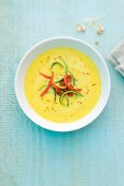 Yellow pepper soup with saffron