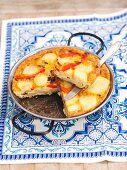Potato tortilla with red pepper