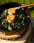 Stinging nettle with breaded goat's cheese
