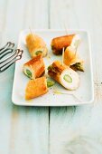 Mini asparagus and cream cheese rolls