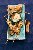 Chicken satay kebabs with a peanut dip