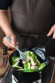 Vegetables being stir fried