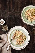 Pasta with smoked trout and herbs