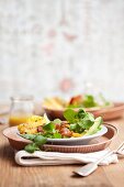 Watercress salad with grilled pineapple, bacon, avocado and a chilli dressing