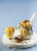 Ice cream with pineapple and chilli flakes